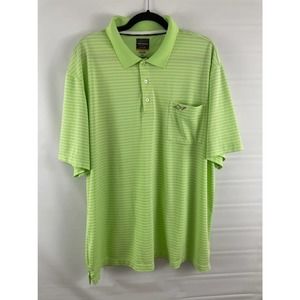 Greg Norman Tasso Ella XXL Play Dry Stripes Green White Golf Shirt Top Collared